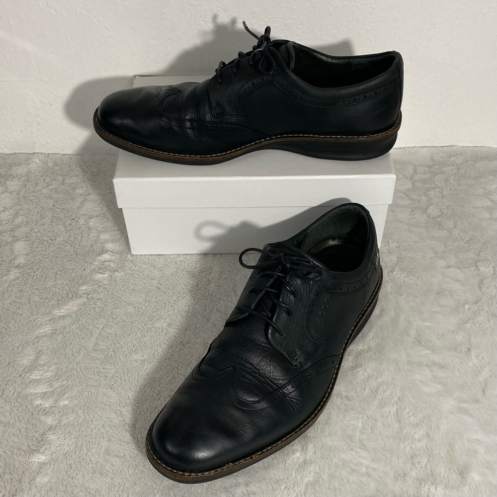 Ecco Black Leather Wingtip Oxfords EU Size 43 (US 9 - 9.5)